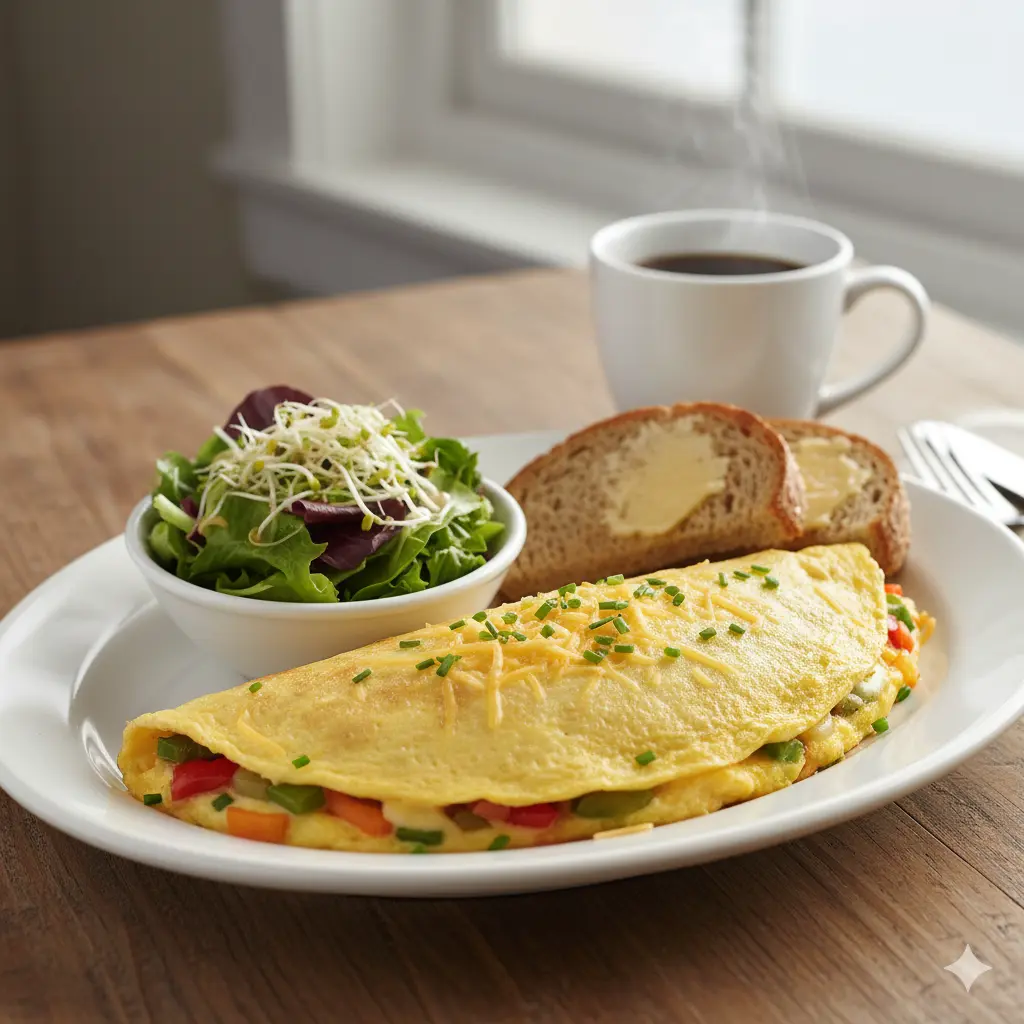 Veggie Delight Omelette at Fluff and Crunch in Warman, SK